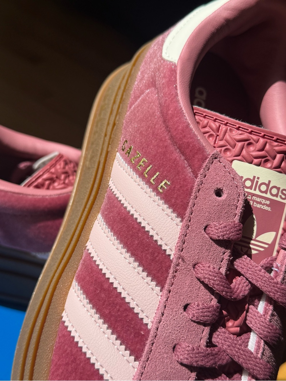 Adidas Gazelle Bold Pink Velvet Platform Sneakers Size 7 BNIB - Picture 7 of 13